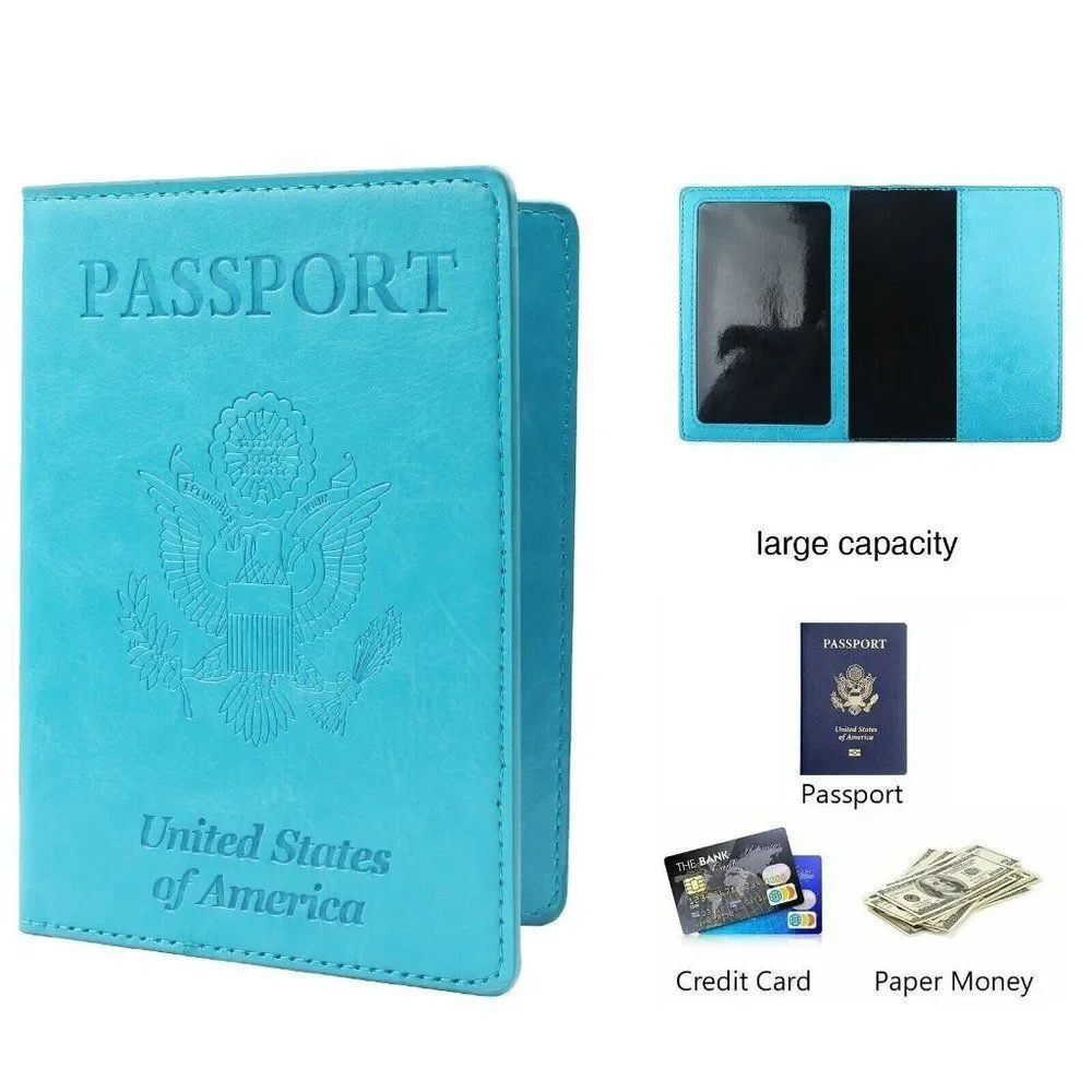 TEAL GREEN US Passport Holder Protector Cover Travel Bifold Organizer BB-128